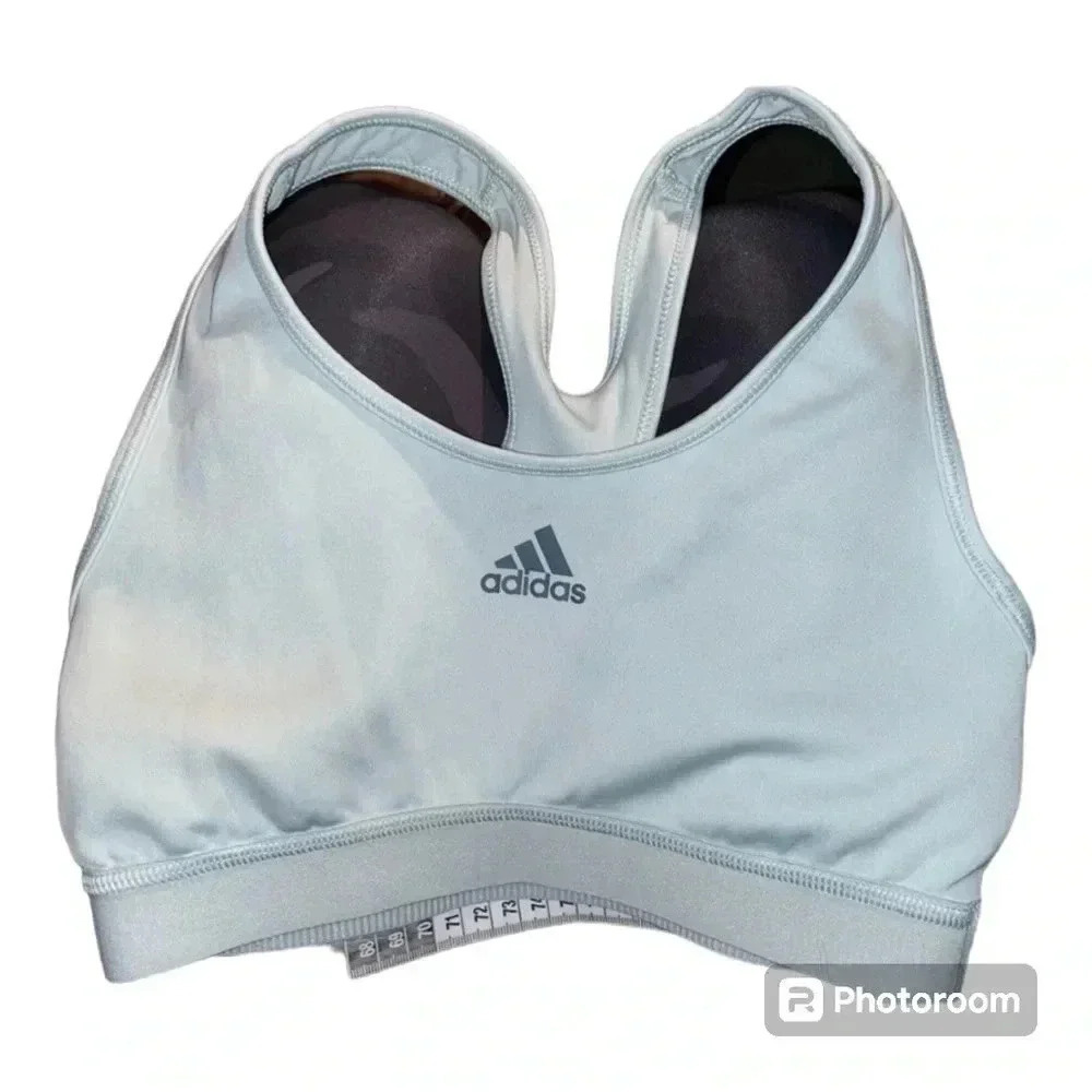 Adidas Don't Rest Alphaskin Light Blue Racerback Sports Bra Size S EUC - Picture 1 of 3
